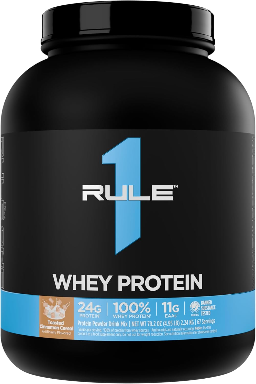 Rule1 Whey Protein |24g Fast-Acting Protein from All-Whey Sources with Naturally Occurring EAAs & BCAAs for Workout Recovery or Anytime Use