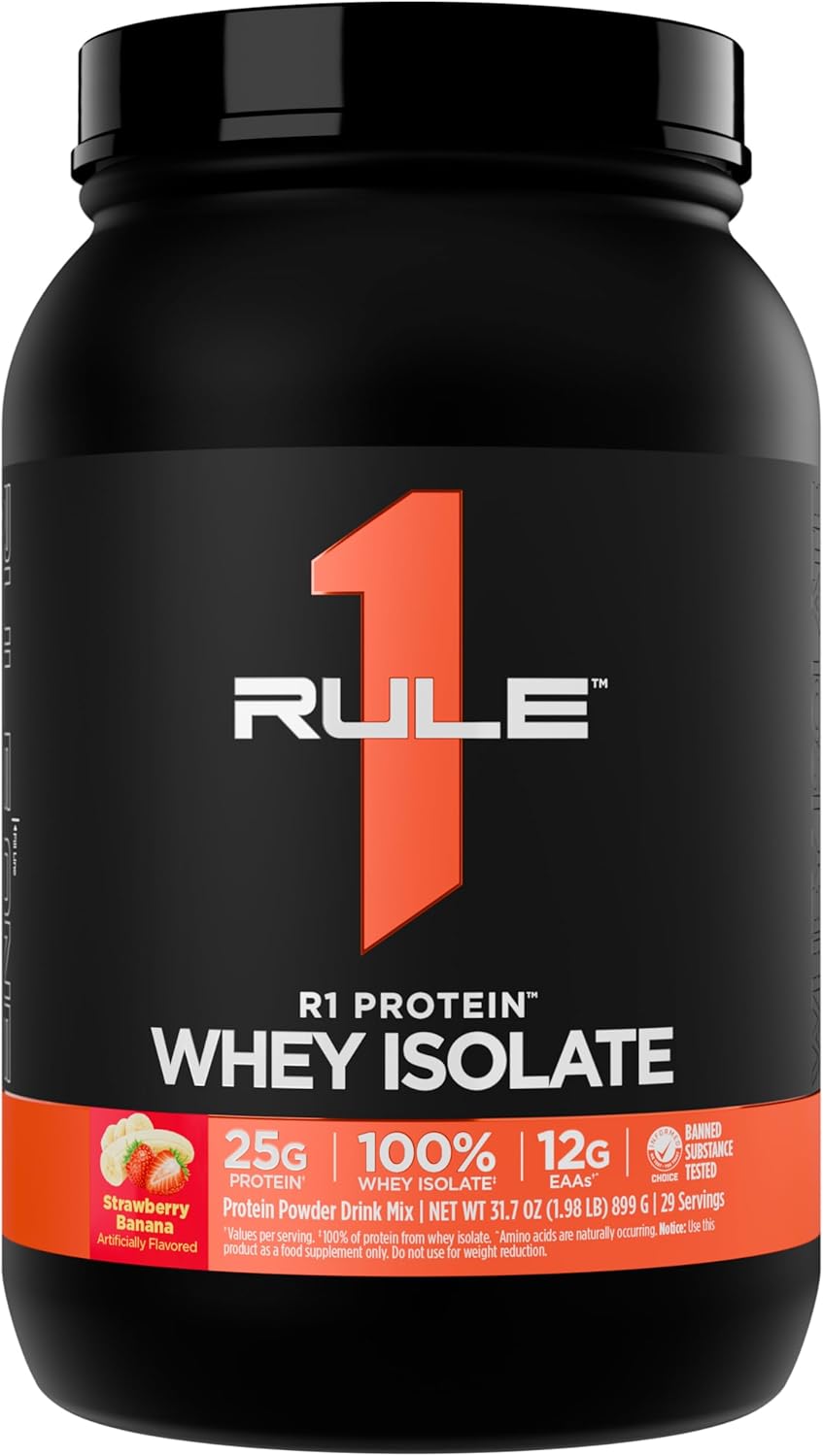 Rule1 Rule 1 R1 Protein Whey Isolate - with 25g Protein 6g BCAA Exclusively from Isolated Hydrolyzed Sources for Workout Recovery