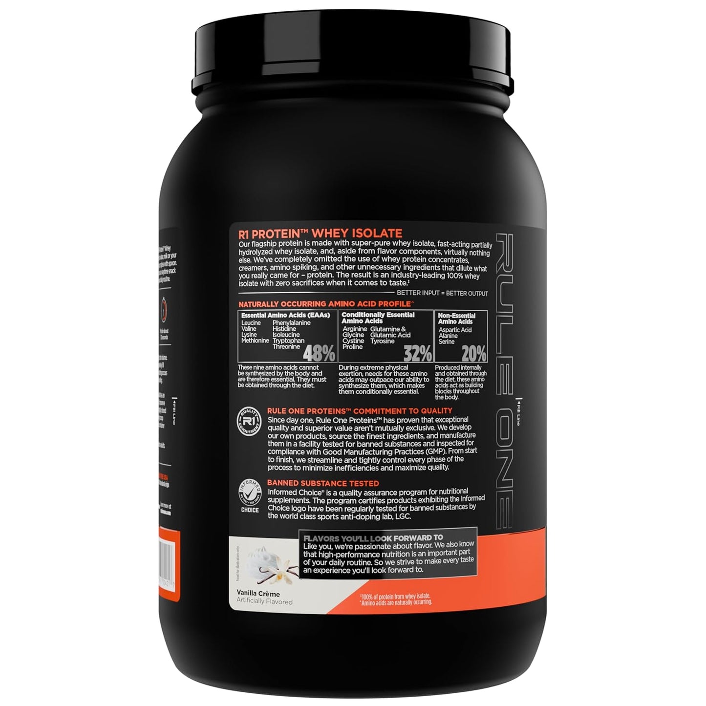 Rule1 R1 Protein Whey Isolate | 25g Protein 6g BCAA Exclusively from Isolated Hydrolyzed Sources for Workout Recovery