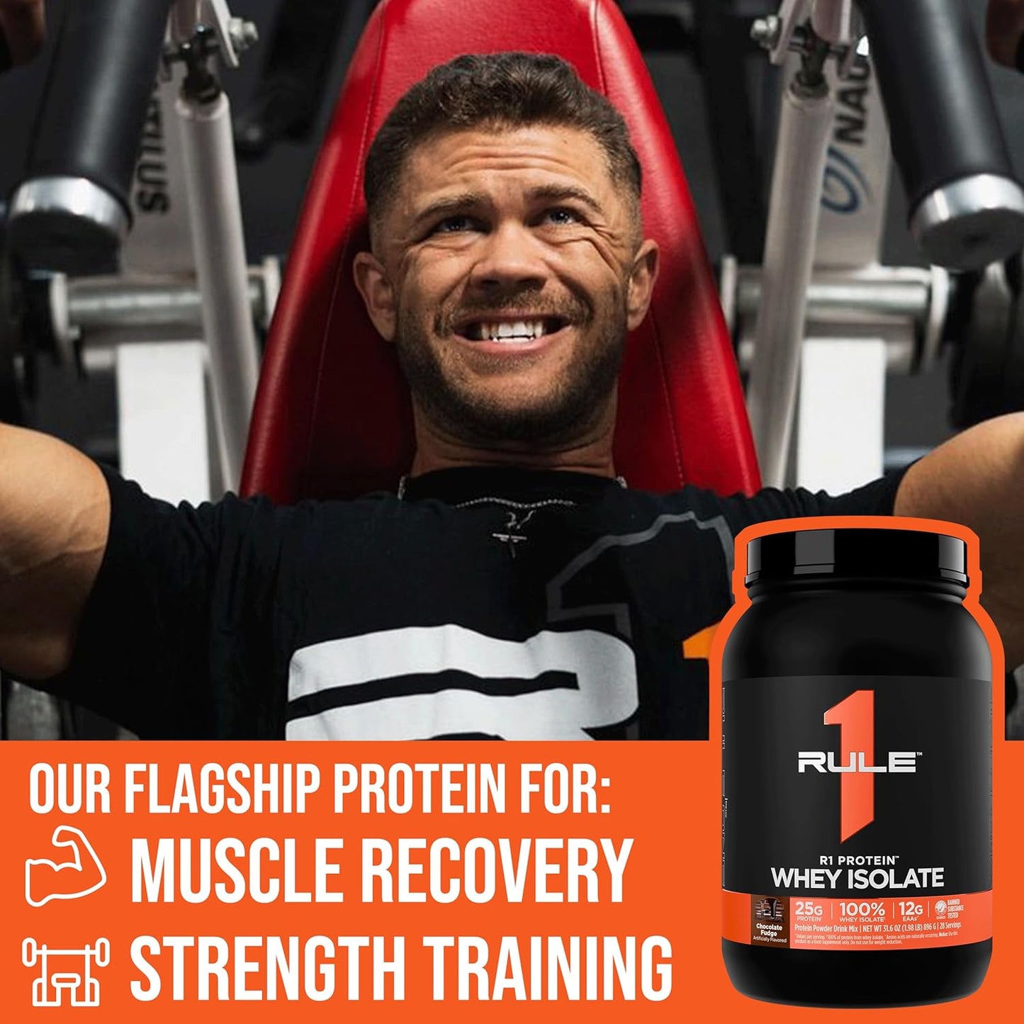 Rule1 R1 Protein Whey Isolate | 25g Protein 6g BCAA Exclusively from Isolated Hydrolyzed Sources for Workout Recovery