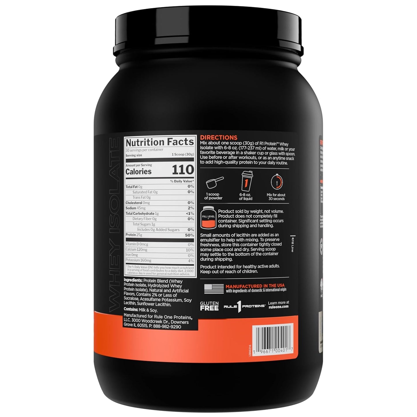 Rule1 R1 Protein Whey Isolate | 25g Protein 6g BCAA Exclusively from Isolated Hydrolyzed Sources for Workout Recovery
