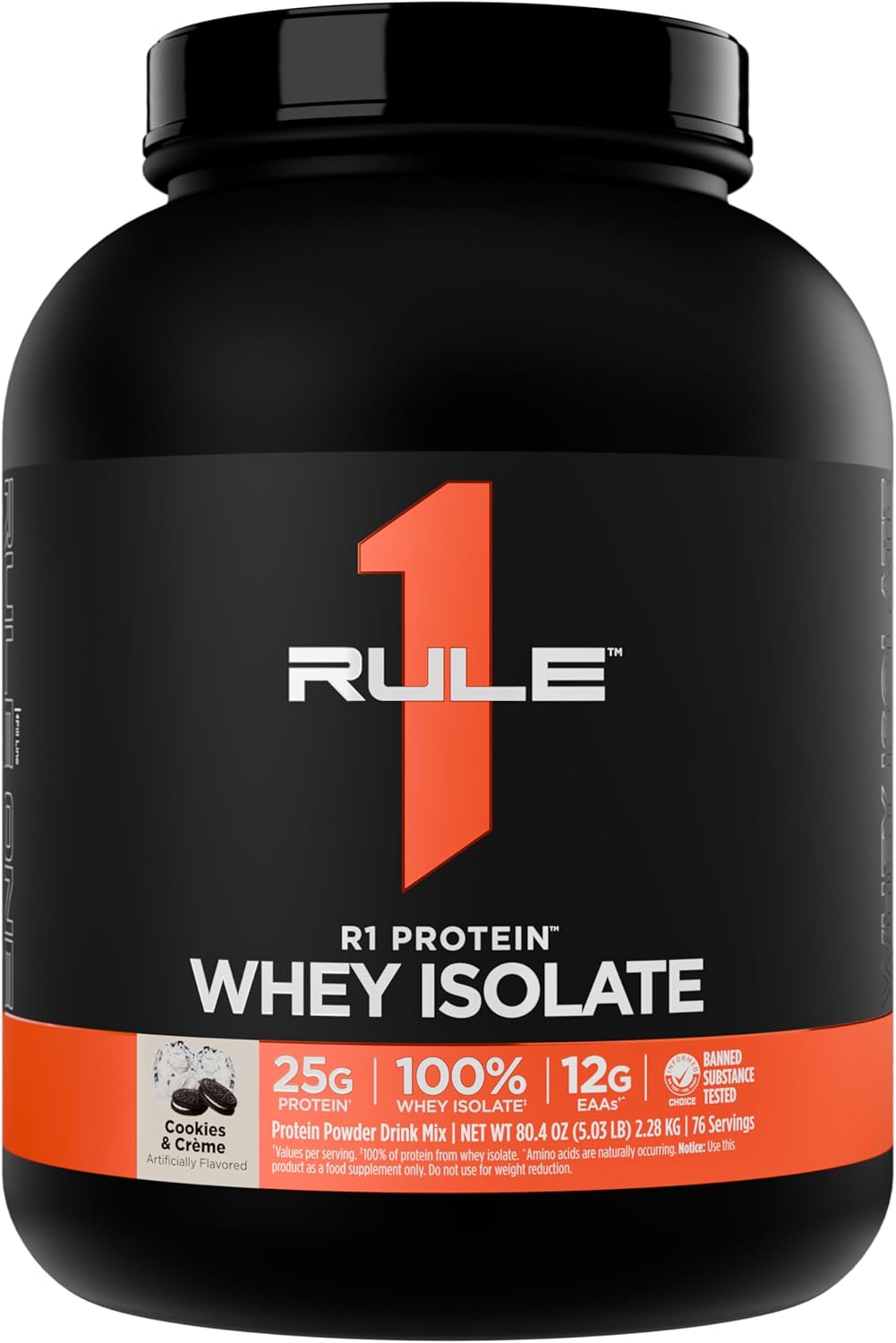 Rule1 Rule 1 R1 Protein Whey Isolate - with 25g Protein 6g BCAA Exclusively from Isolated Hydrolyzed Sources for Workout Recovery