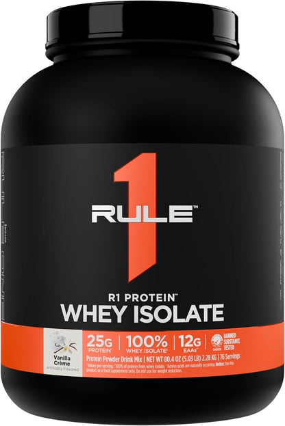 Rule1 Rule 1 R1 Protein Whey Isolate - with 25g Protein 6g BCAA Exclusively from Isolated Hydrolyzed Sources for Workout Recovery