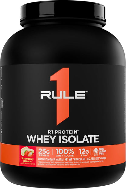 Rule1 R1 Protein Whey Isolate | 25g Protein 6g BCAA Exclusively from Isolated Hydrolyzed Sources for Workout Recovery