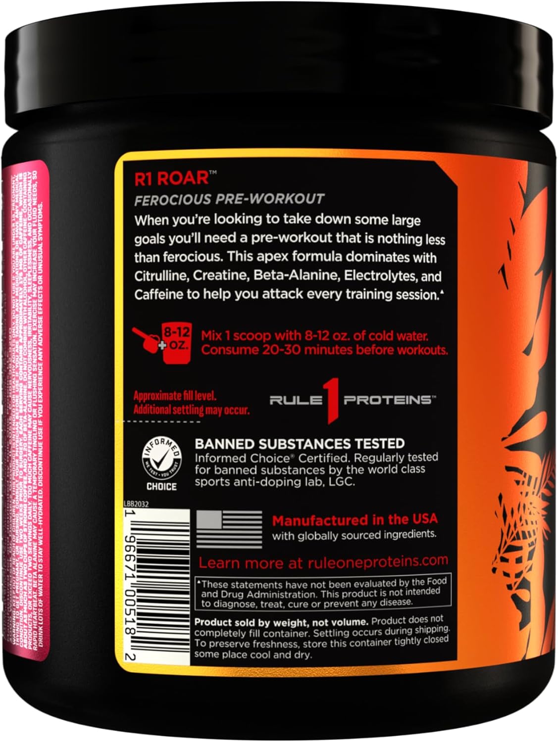 Rule1 R1 Roar | Pre-Workout Powder with Creatine| Beta-Alanine| Citrulline| Electrolytes & Caffeine