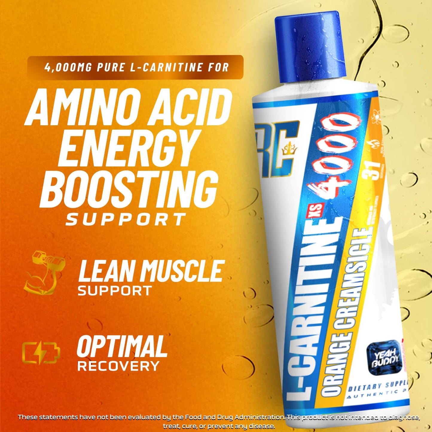 Ronnie Coleman Signature Series L Carnitine XS 4000 Liquid| Stimulant Free| Sugar Free| Zero Carbs| Lean Muscle Strength Support for Men & Women| 16 Oz