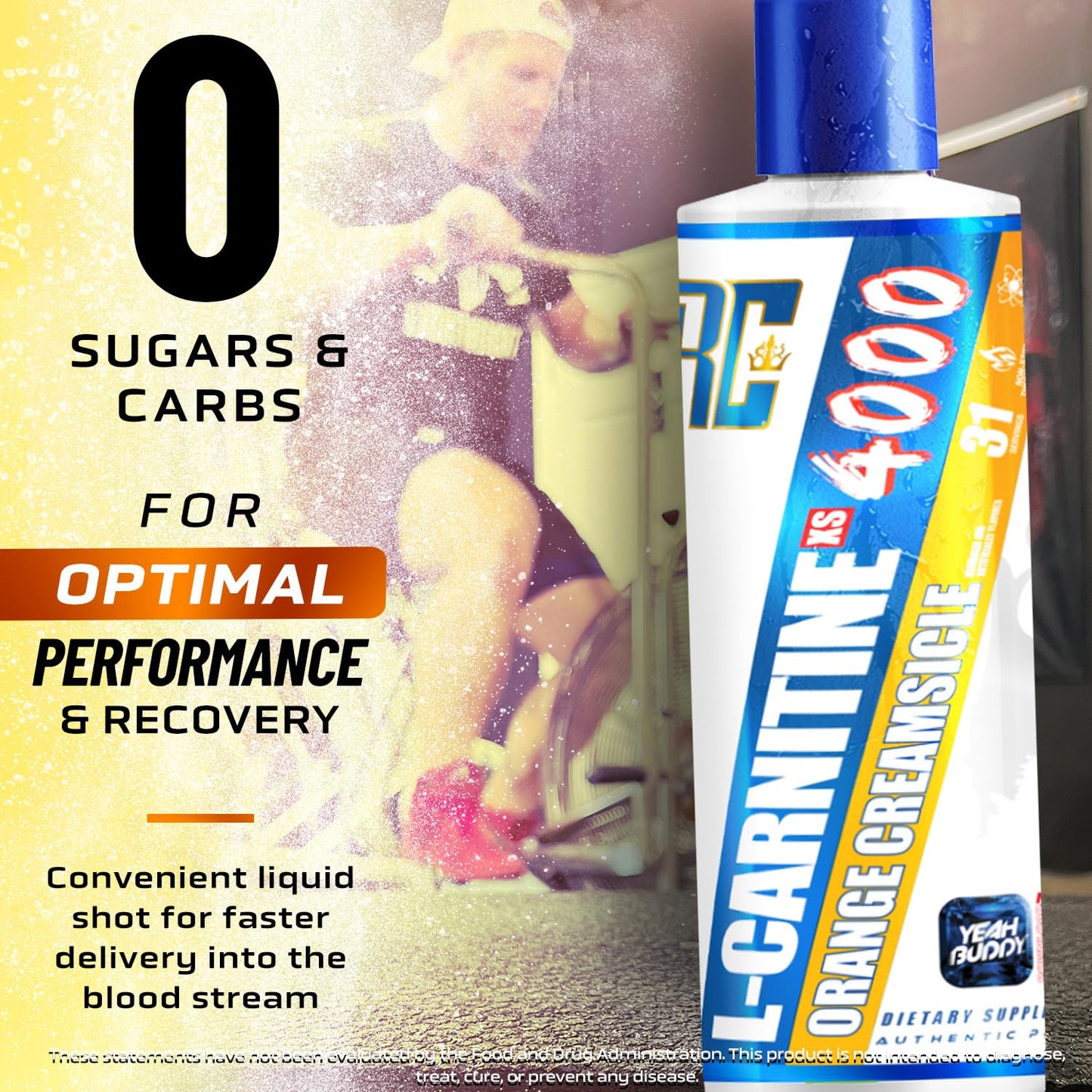 Ronnie Coleman Signature Series L Carnitine XS 4000 Liquid| Stimulant Free| Sugar Free| Zero Carbs| Lean Muscle Strength Support for Men & Women| 16 Oz