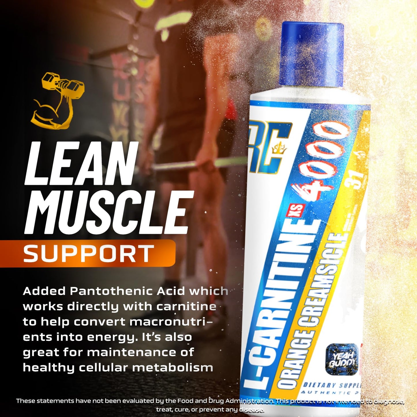 Ronnie Coleman Signature Series L Carnitine XS 4000 Liquid| Stimulant Free| Sugar Free| Zero Carbs| Lean Muscle Strength Support for Men & Women| 16 Oz