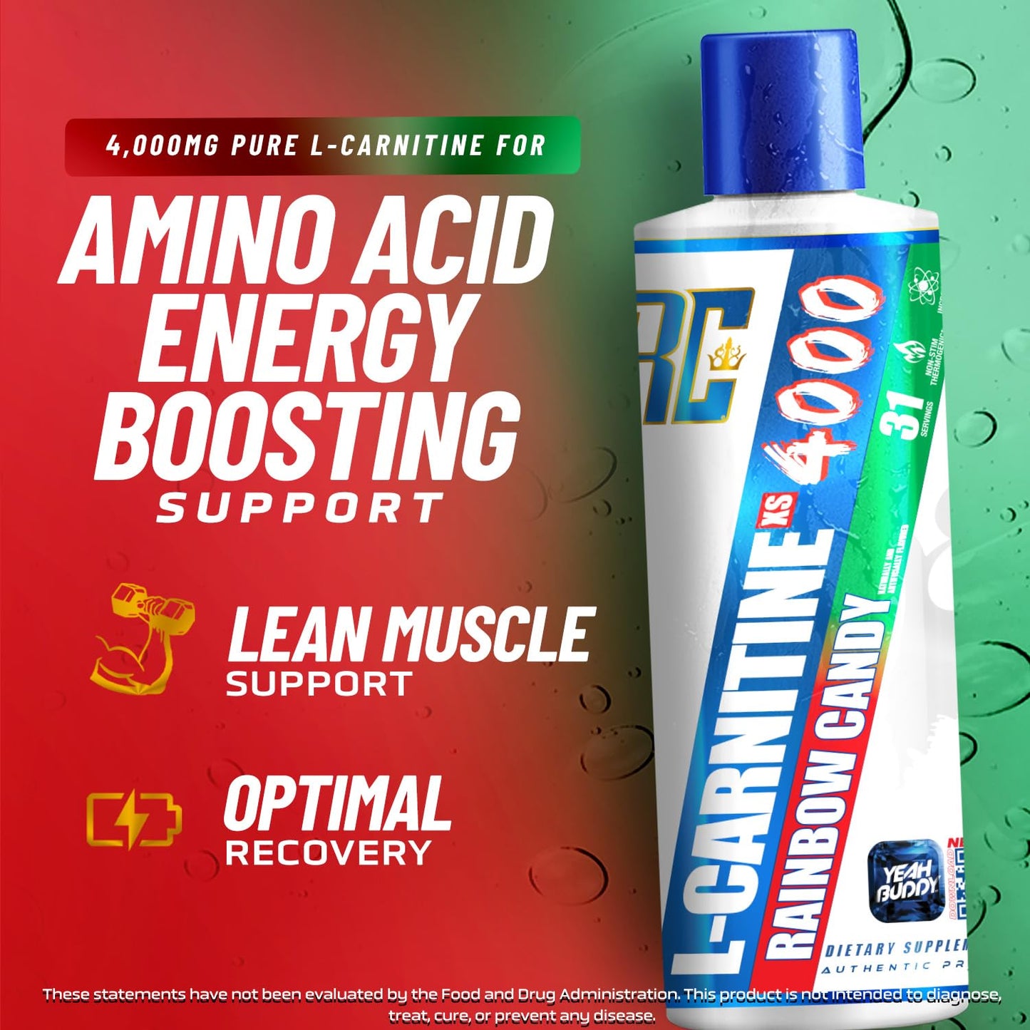 Ronnie Coleman Signature Series L Carnitine XS 4000 Liquid| Stimulant Free| Sugar Free| Zero Carbs| Lean Muscle Strength Support for Men & Women| 16 Oz