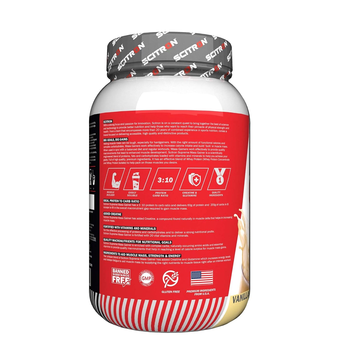 Scitron Supreme Mass Gainer |Post Workout| 20 Vitamins & Minerals| Weight Gainer |2.2 lbs | 1 kg