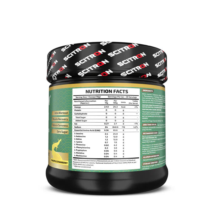 Scitron Nitro Series EAA 9 Essential Amino Acids |6.5g EAA| 4.8g BCAA| 0g Sugar