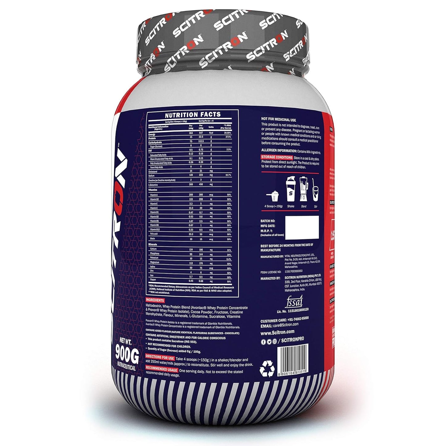 Scitron Mega Mass Gainer  | 3g Creatine | 112.5g Carbs| 22.5g Protein in every 4 Scoops