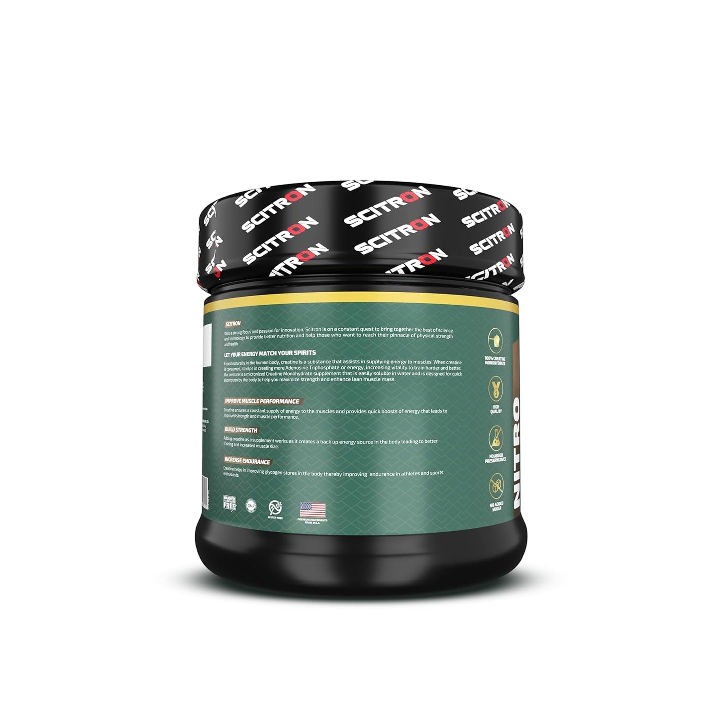 Scitron Nitro Series Creatine Monohydrate |3g Creatine| 62 Servings| No Added Sugar| Increase Endurance | 250g