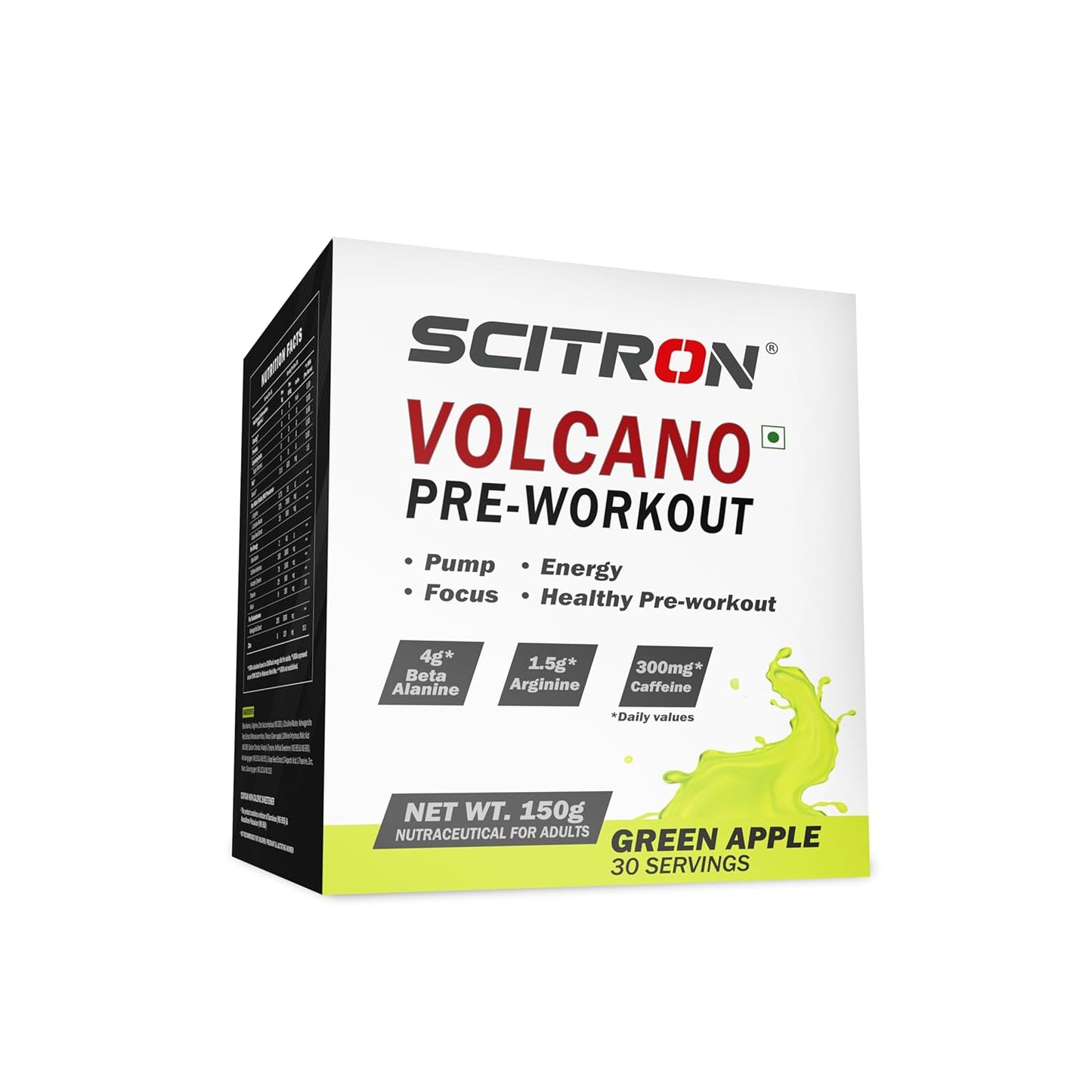 Scitron Volcano Pre Workout | 4g Beta Alanine | 1.5g Arginine | 300mg Caffeine | 0g Sugar | Boost Energy & Focus| Healthy Pre-workout