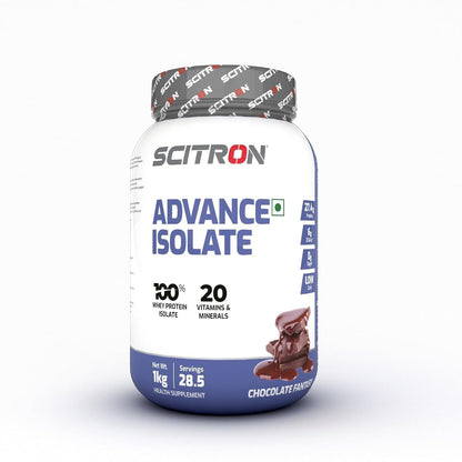 Scitron Advance Whey Protein Isolate |28.5 Servings | 27.4g Protein per Serving | 20 Essential Vitamins and Minerals | Easy Mix Formula