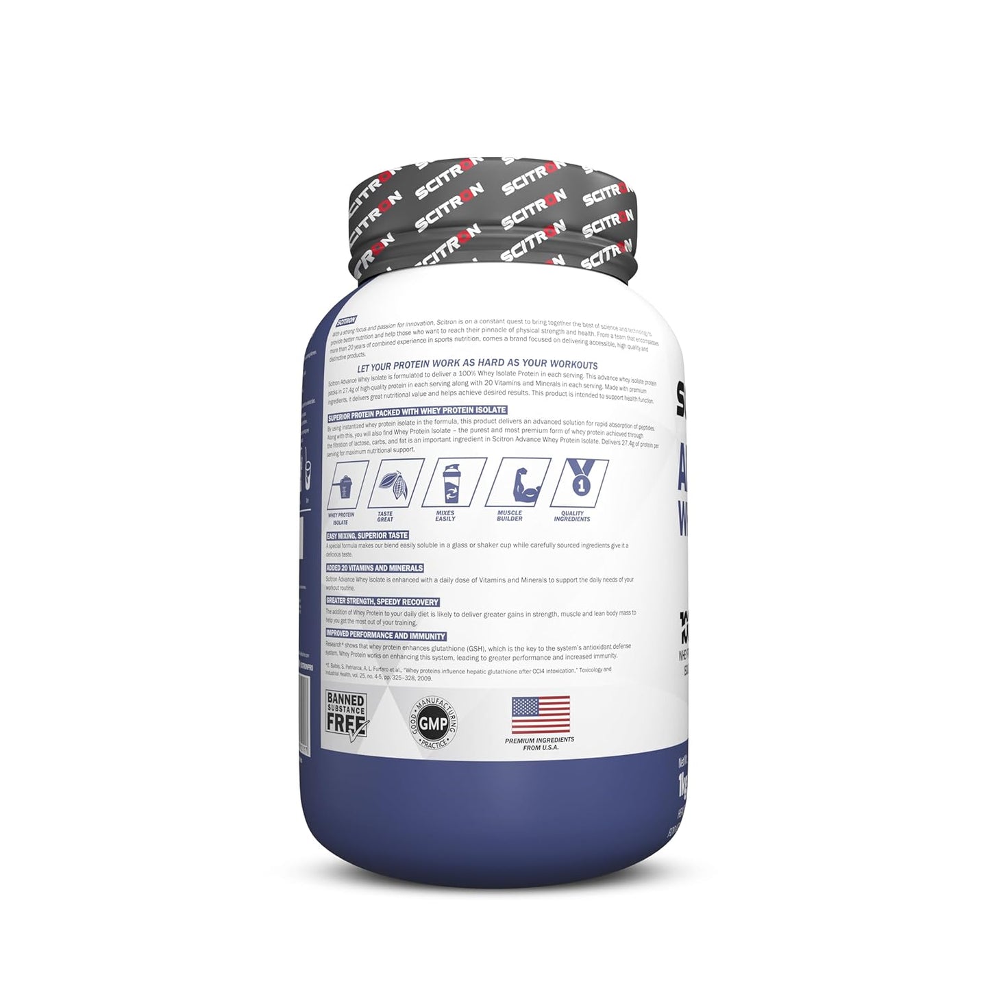 Scitron Advance Whey Protein Isolate 1Kg | Chocolate Fantasy  |28.5 Servings | 27.4g Protein per Serving | 20 Essential Vitamins and Minerals | Easy Mix Formula