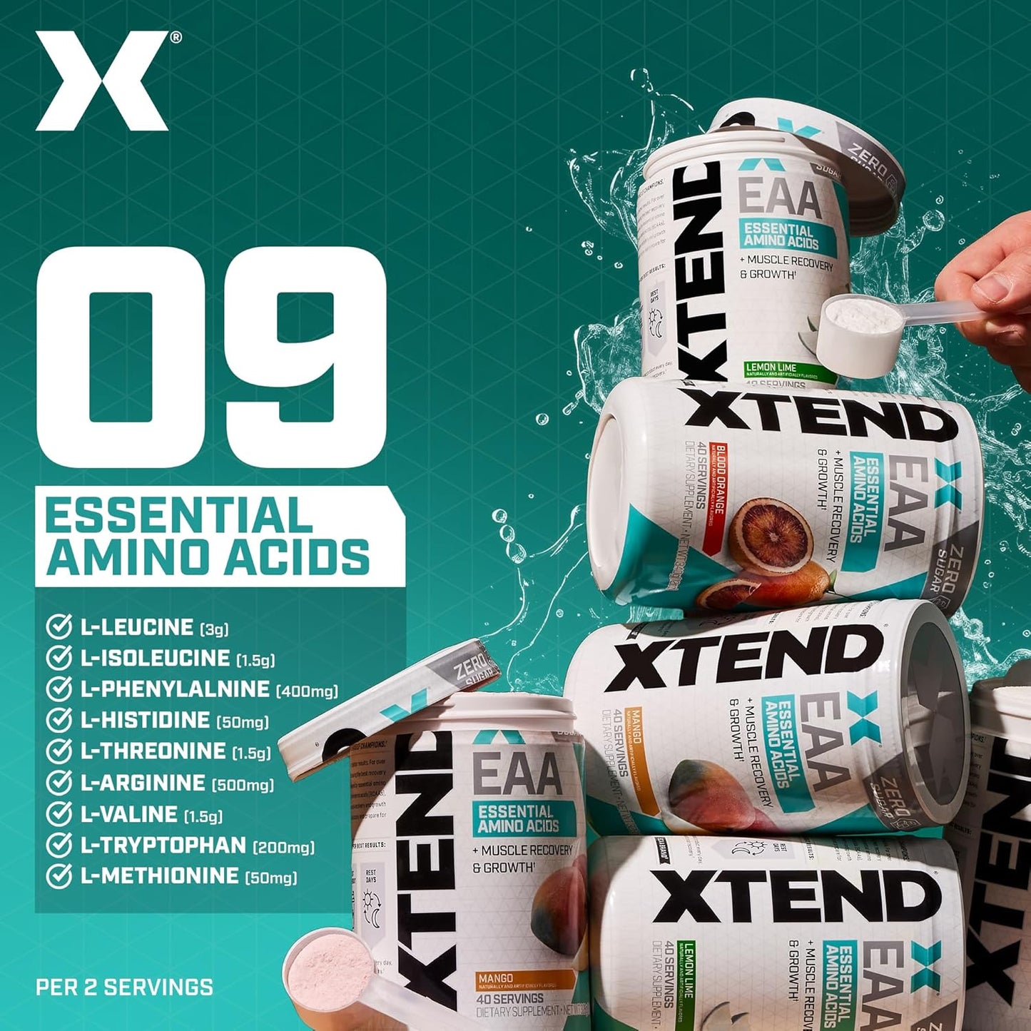 Scivation Xtend EAA Essential Amino Acids |Zero Sugar| Muscle Recovery and Growth