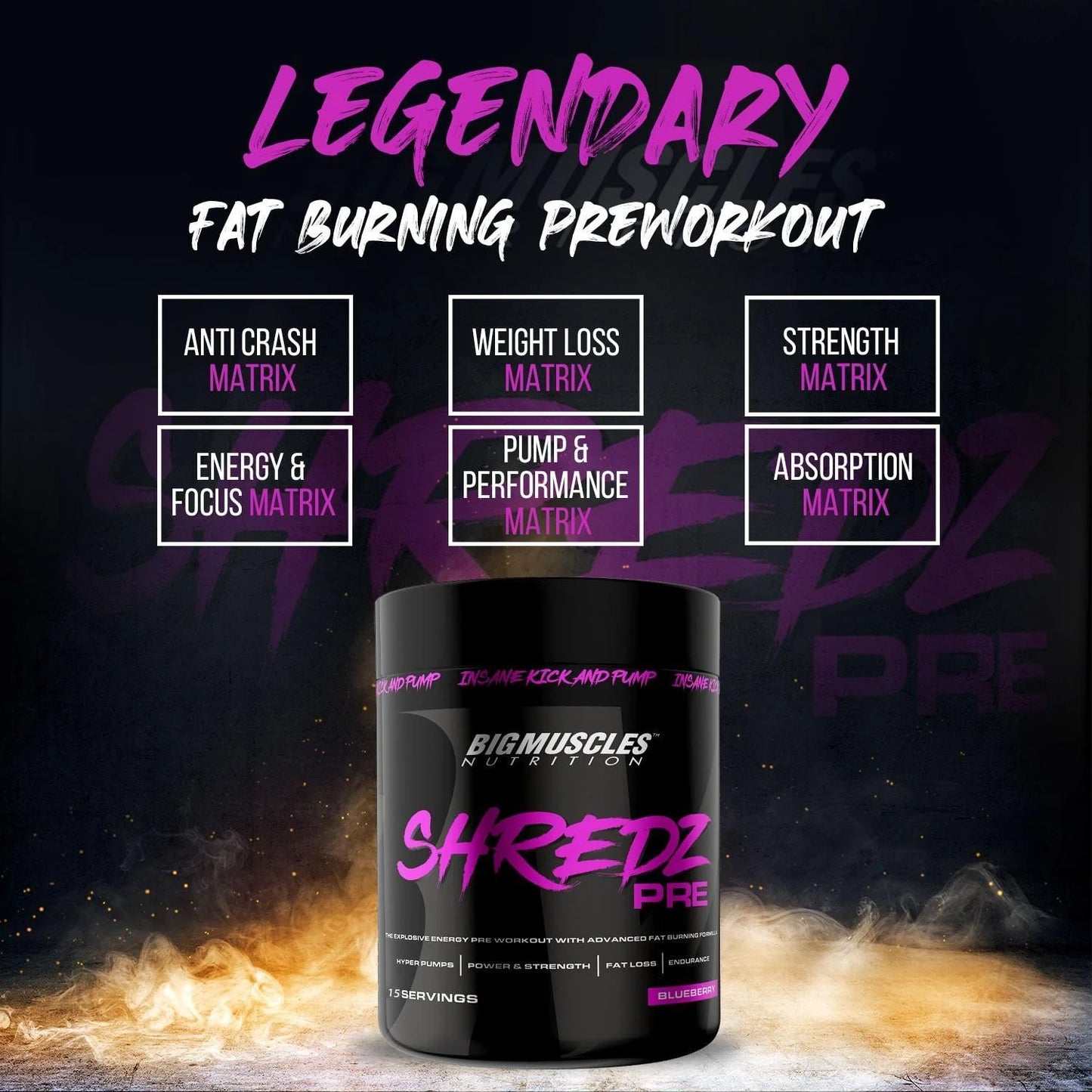 Bigmuscles Nutrition Shredz Pre | 150 Gm | 30 Servings