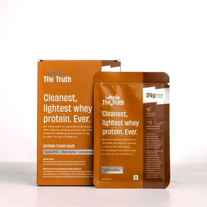 The Whole Truth Whey Protein Isolate+Concentrate | 24g Protein per sachet | 6.4g BCAA | No Adulteration | Clean, Light & Easy to Digest | Sample & Travel Pack