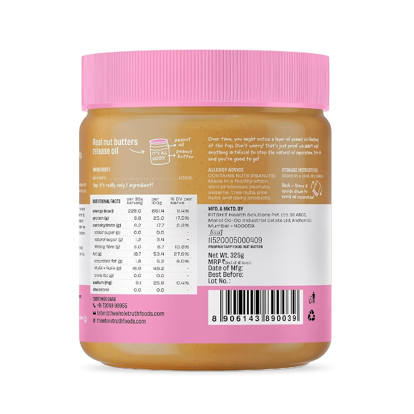 The Whole Truth |Peanut Spread| No Refined Sugar | No Artificial Sweeteners | Gluten Free | No Preservatives | 100% Natural Protein Source
