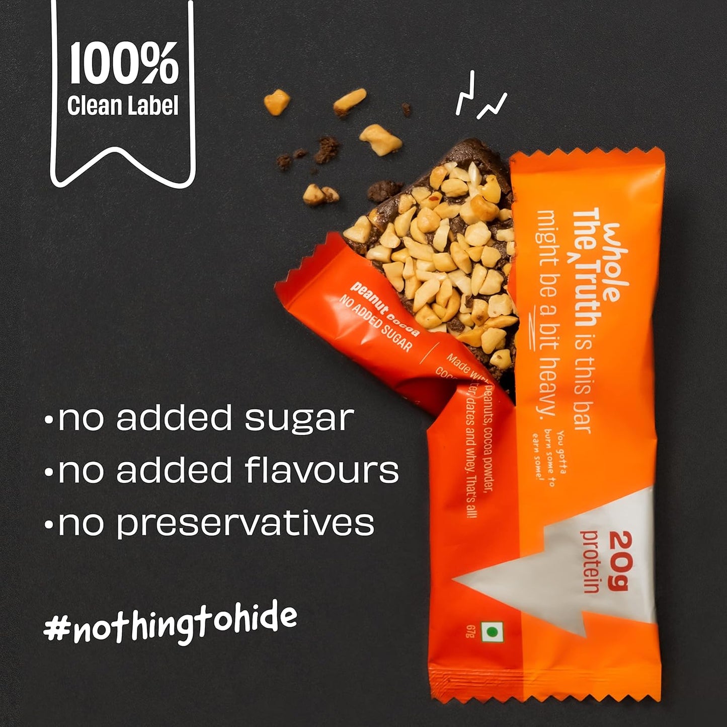 The Whole Truth | High Protein 20g Protein Bar |No Added Sugar | No Preservatives | No Artificial Flavours | All Natural