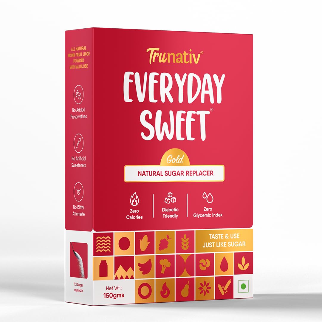 Trunativ Everyday Sweet Gold | Allulose & Monk Fruit Sweetener Powder Loose Sugar | Zero-Calorie Sugar Substitute | 1:1 Sugar Replacer for Cooking & Baking | Keto & Diabetic Friendly