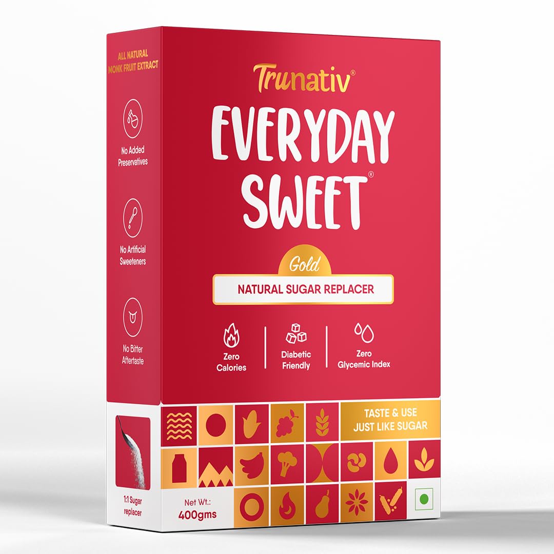 Trunativ Everyday Sweet Gold | Allulose & Monk Fruit Sweetener Powder Loose Sugar | Zero-Calorie Sugar Substitute | 1:1 Sugar Replacer for Cooking & Baking | Keto & Diabetic Friendly