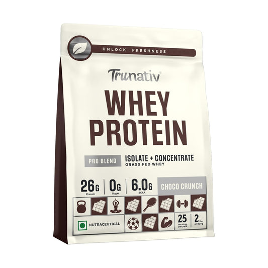 TruNativ Whey Protein Concentrate & Isolate Pro Blend | 26g Protein & 6g BCAA | Light and Clean Whey Protein Powder Blend | No Added Sugar | Higher Protein Absorption | 907g