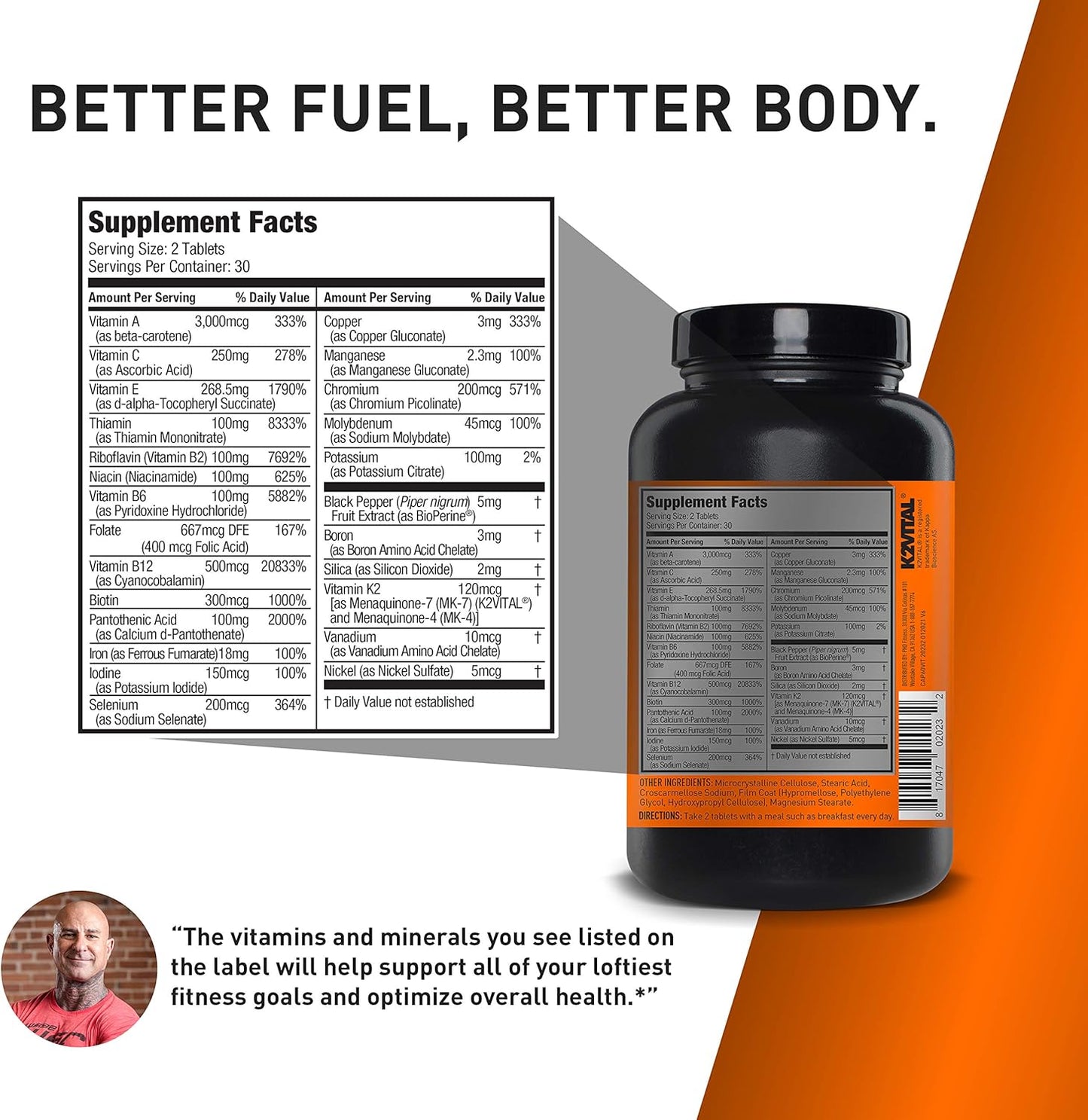 JYM Supplement Science Vita JYM Sports | Multivitamin & Mineral Support| Vitamin A, C, B6, B12, E, K| Boron| Biotin| Potassium