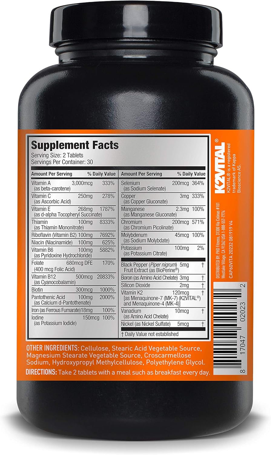 JYM Supplement Science Vita JYM Sports | Multivitamin & Mineral Support| Vitamin A, C, B6, B12, E, K| Boron| Biotin| Potassium