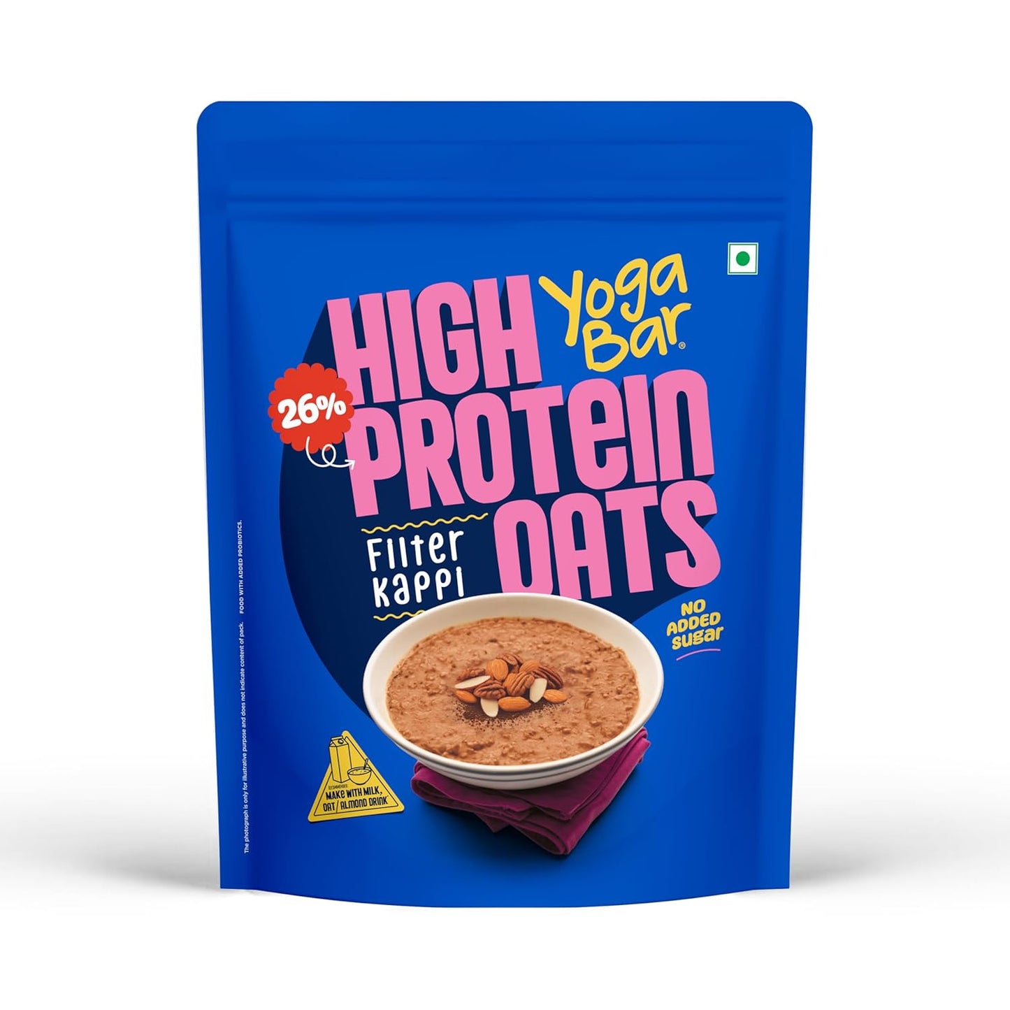Yogabar 26g High Protein Oats |Breakfast Cereal with Wholegrains| 26% Protein & No added sugar | Oats High Protein for Gym | Premium Protein Blend with Whey Protein Powder