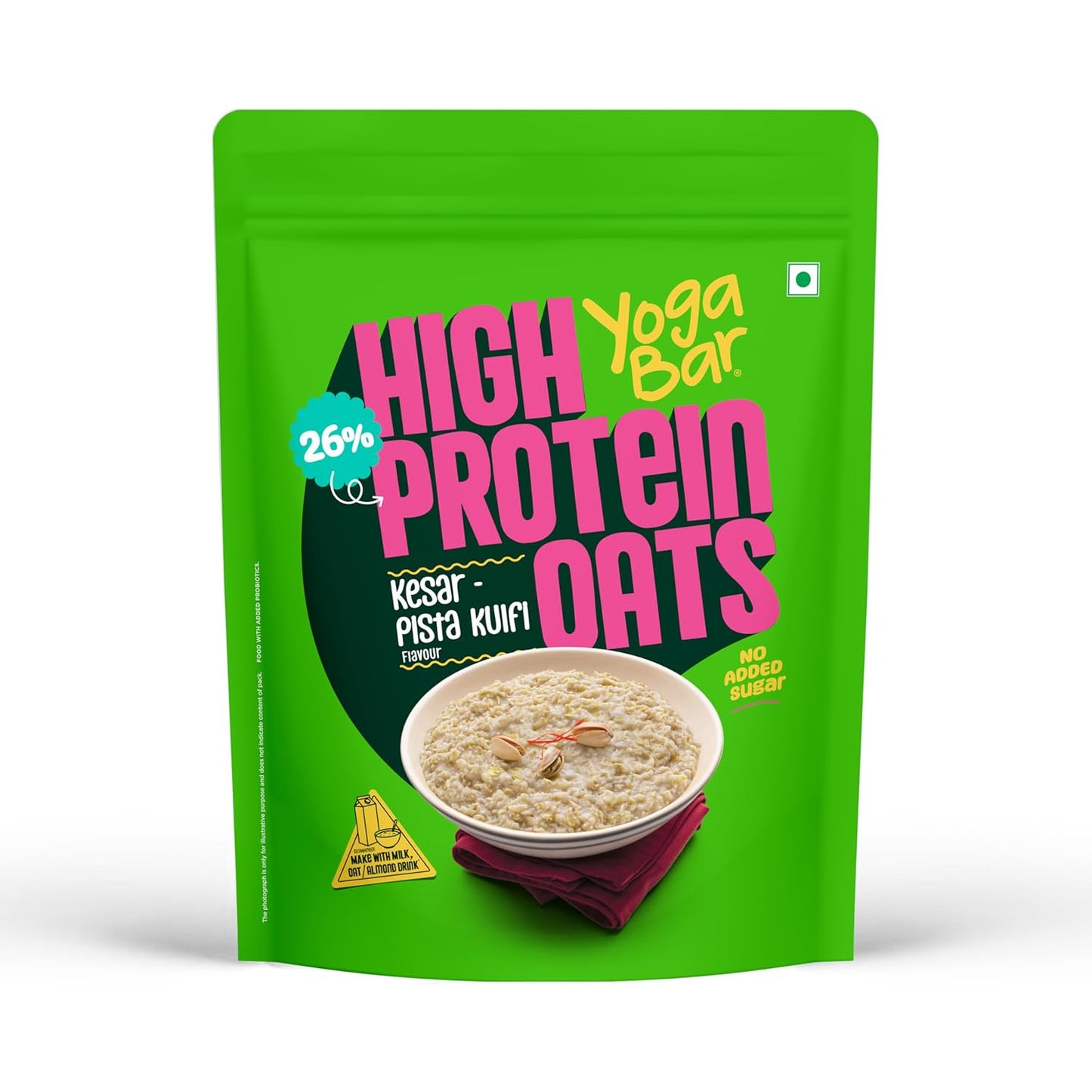 Yogabar 26g High Protein Oats |Breakfast Cereal with Wholegrains| 26% Protein & No added sugar | Oats High Protein for Gym | Premium Protein Blend with Whey Protein Powder