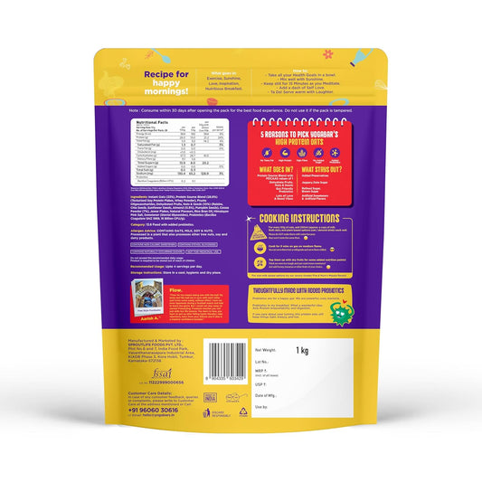 Yogabar 26g High Protein Oats |Breakfast Cereal with Wholegrains| 26% Protein & No added sugar | Oats High Protein for Gym | Premium Protein Blend with Whey Protein Powder