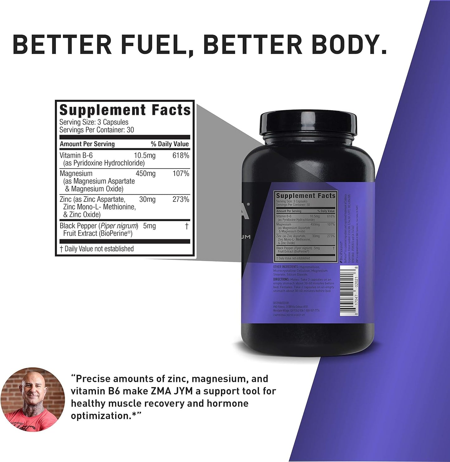 ZMA JYM | Zinc & Magnesium Supplement and Vitamin B6| YM Supplement Science