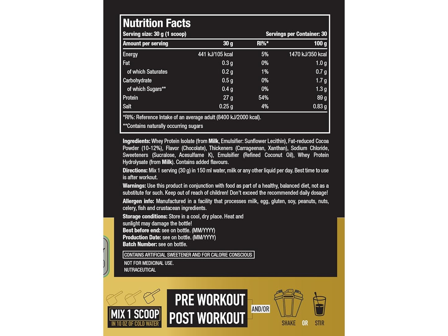 One Science Nutrition (OSN) 100% Iso Gold Whey Protein 2lbs [Grass Fed Whey]| 27g Protein| 5.3g Glutamine| 6.4g BCAA