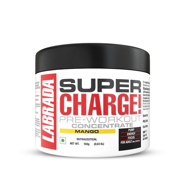 Labrada Super Charge Pre-Workout Concentrate | Green Apple (30 Servings | 0.75g L-Arginine | 375mg L-Citrulline Malate | 2g Beta Alanine | 150mg Caffeine Anhydrous | 250mg Ashwagandha Extract)