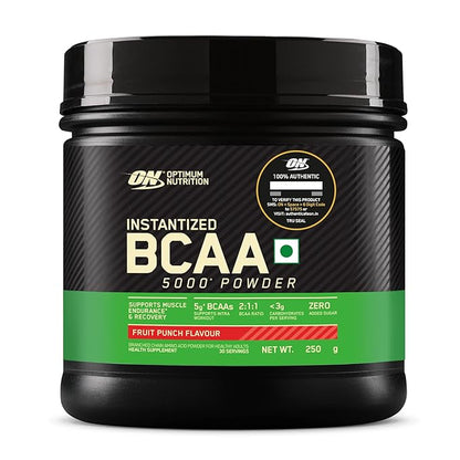 Optimum Nutrition (ON) BCAA | 5g BCAAs in 2:1:1 Ratio | 30 servings | For Muscle Recovery & Endurance | Intra workout | Informed Choice certified | 250gm