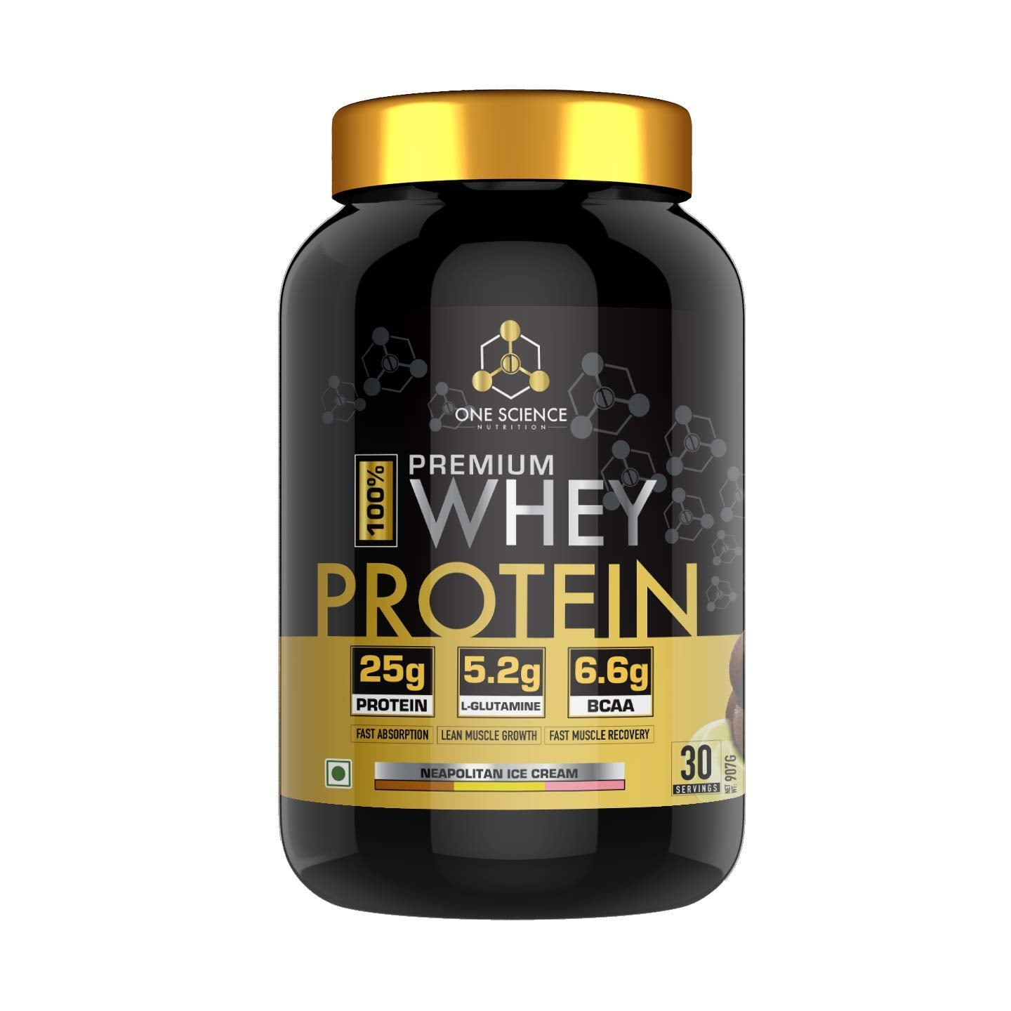 One Science Nutrition (OSN) Premium Whey Protein [Grass Fed Whey] | 25g Protein | 6.6g BCAA | 5.2 gms L-Glutamine | Refuels & Repairs Muscles